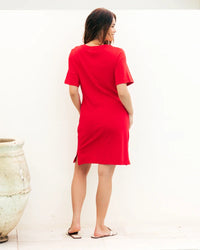 Tie Waist Tshirt Dress Red