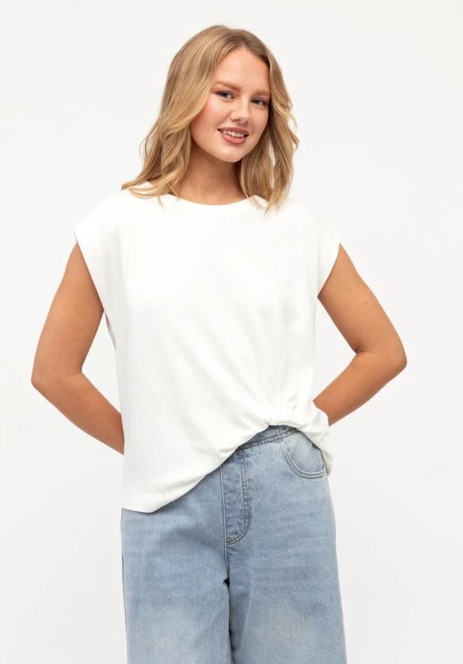 Cap Sleeve Easy Tuck Tee White