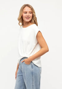 Cap Sleeve Easy Tuck Tee White