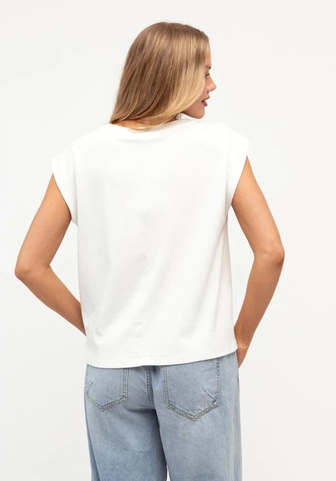 Cap Sleeve Easy Tuck Tee White