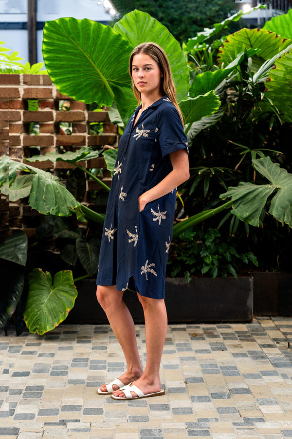 Boho Australia Navy Palm Dress