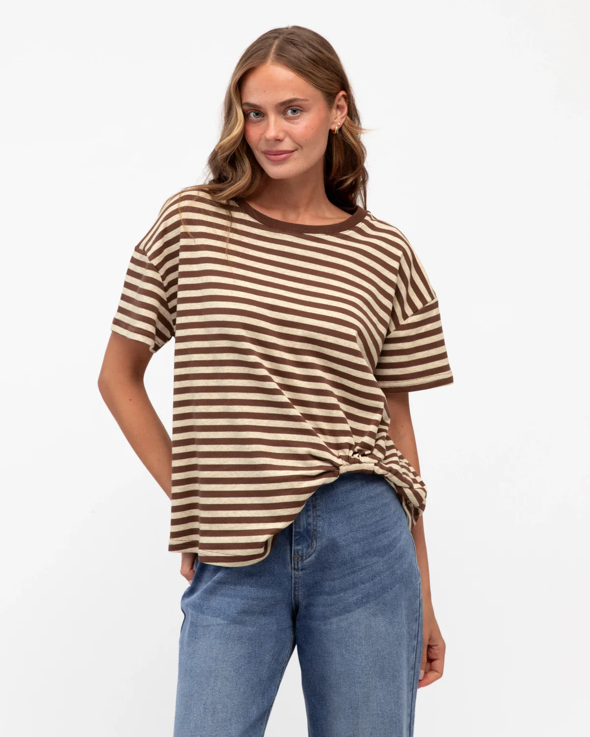 Label of Love Tuck Tee Neutral Stripe