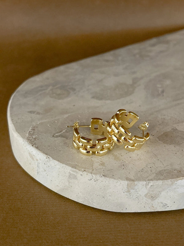 Popcorn Chain 18K Gold Plated Earrings