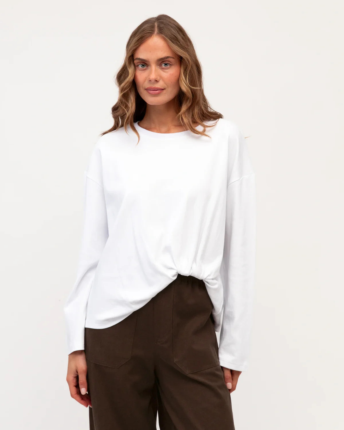 Easy Tuck Tee Long Sleeve White