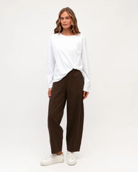 Easy Tuck Tee Long Sleeve White