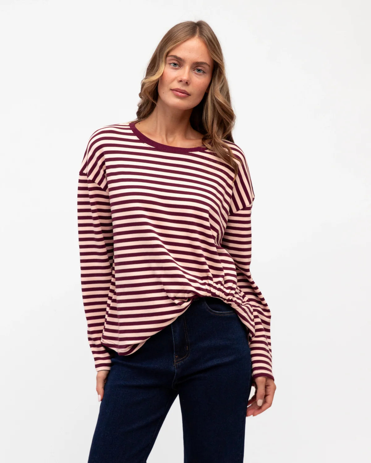 EASY TUCK TEE LONG SLEEVE Pink/Burgundy