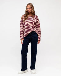 EASY TUCK TEE LONG SLEEVE Pink/Burgundy