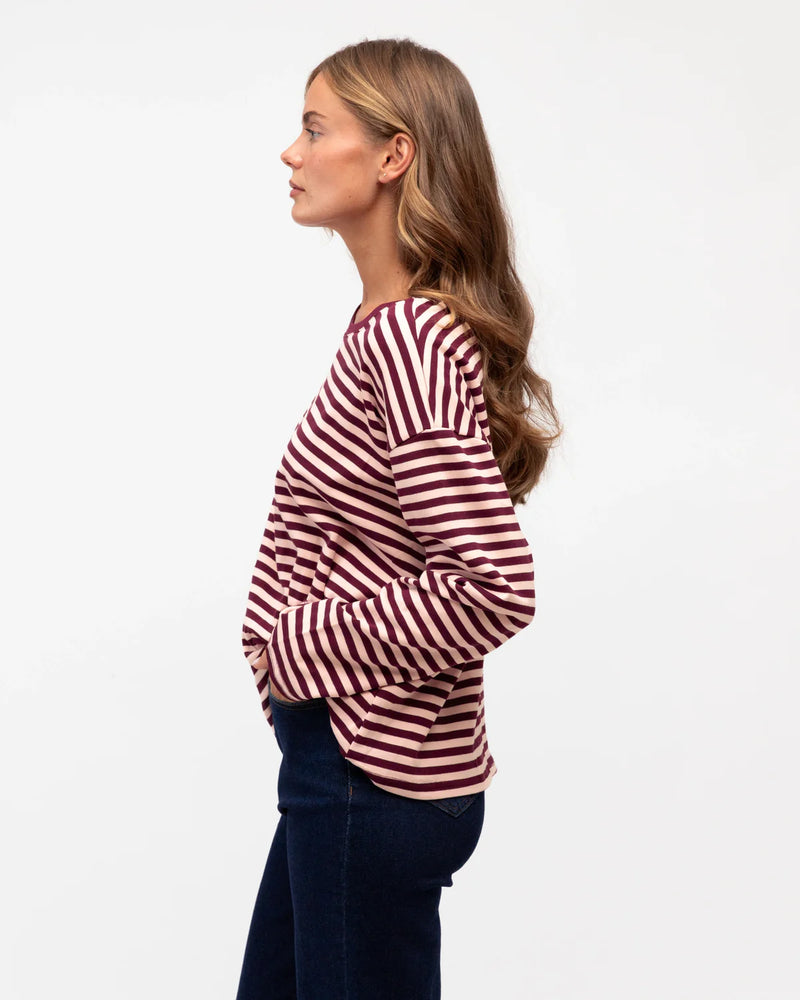 EASY TUCK TEE LONG SLEEVE Pink/Burgundy