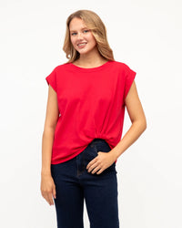 Cap Sleeve Easy Tuck Tee Red