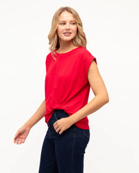 Cap Sleeve Easy Tuck Tee Red