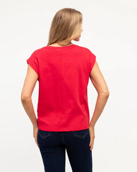 Cap Sleeve Easy Tuck Tee Red