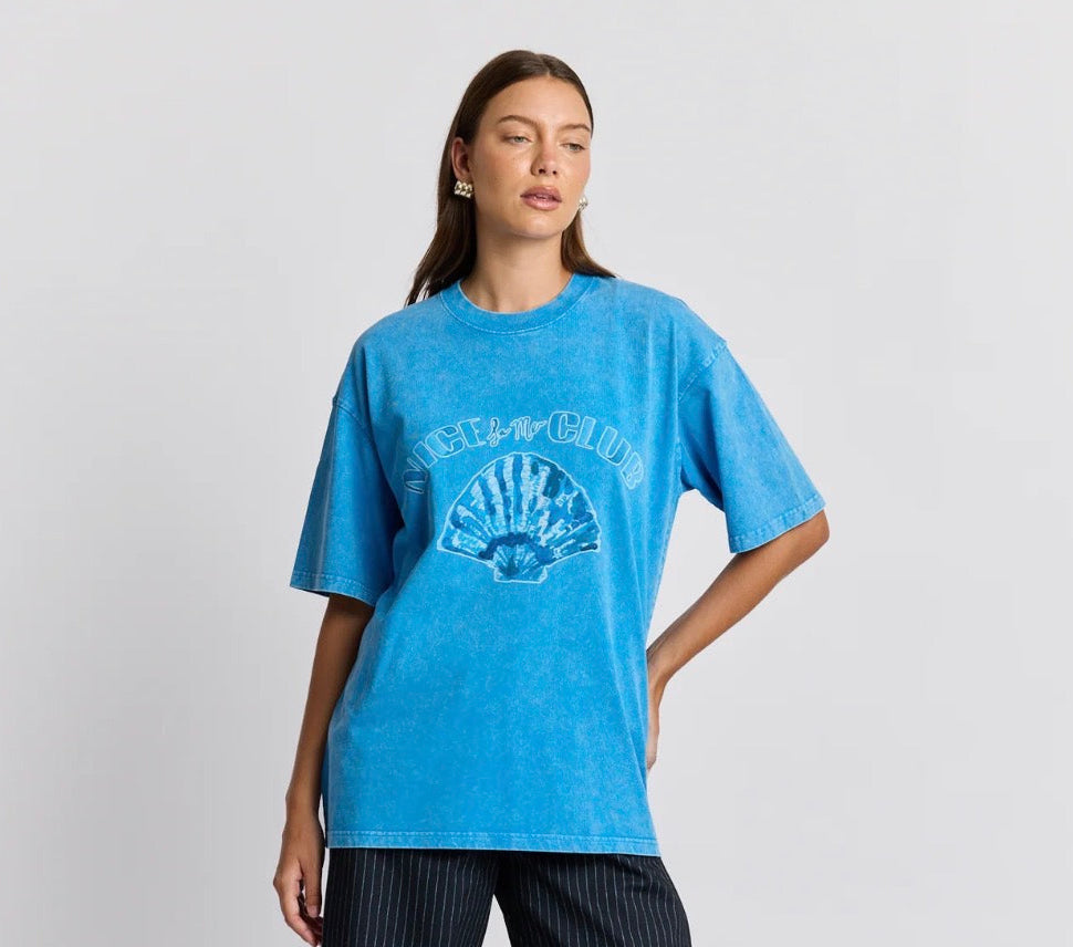 Maku Seashell Oversized Tee Blue Snow Washed