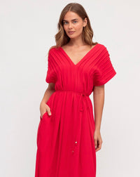 Label of Love Pleated Dress Red