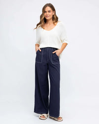 CONTRAST STITCH STRAIGHT LEG PANTS