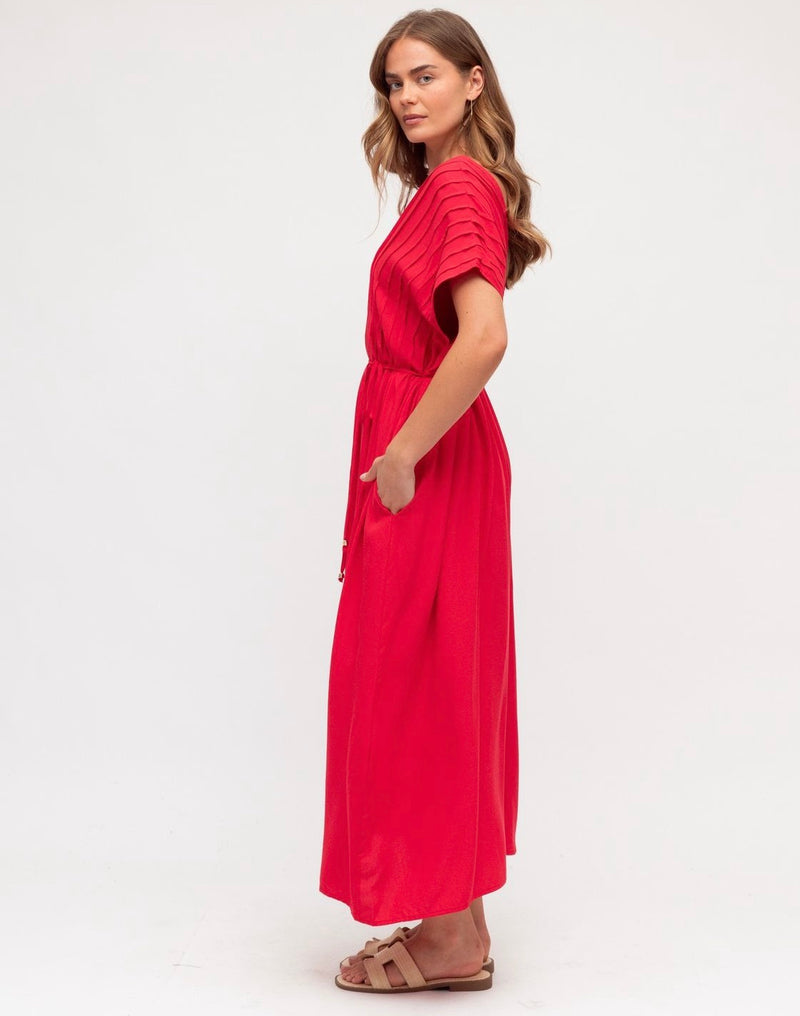 Label of Love Pleated Dress Red