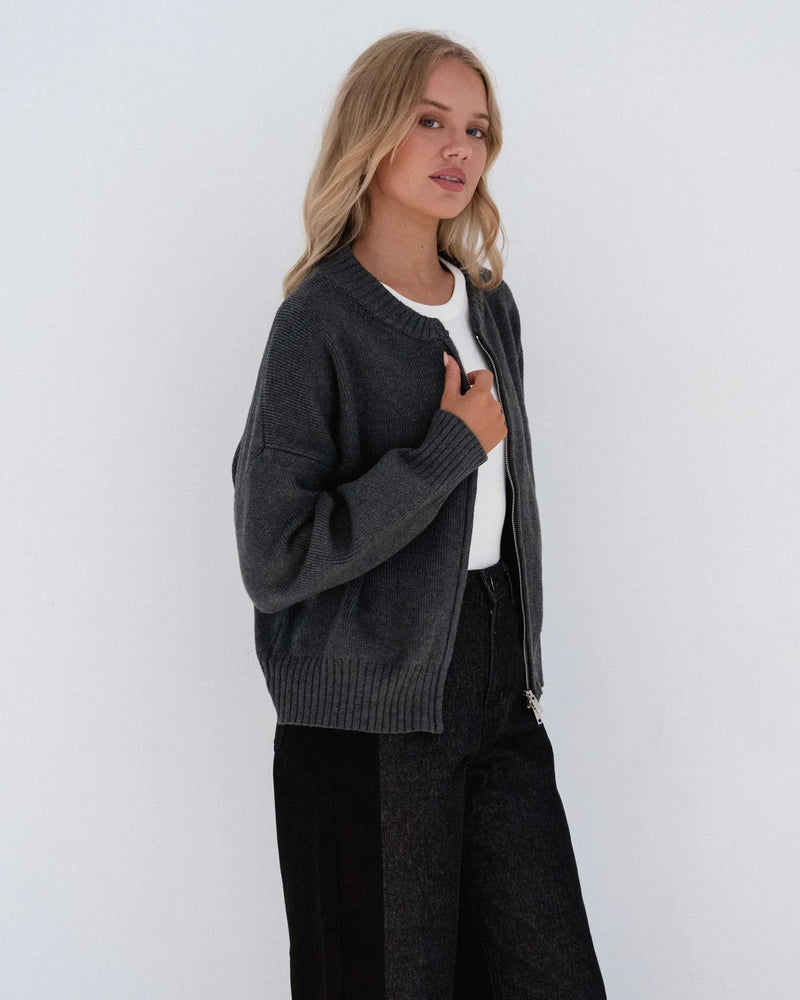 Paper Heart  ZIPPER CARDIGAN GREY