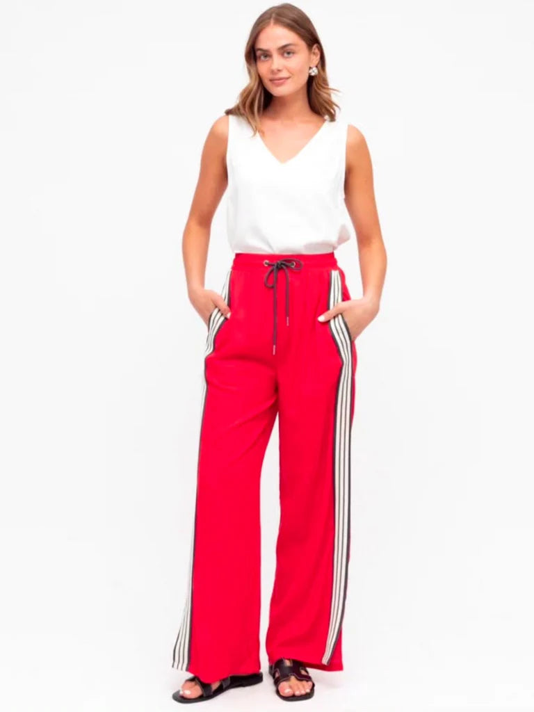 Label of Love Red Racer Pants Black Stripe
