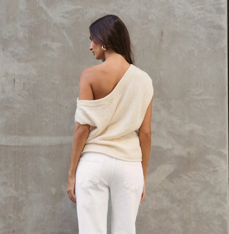 White Closet Off Shoulder Knit Top