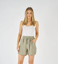 Worthier Linen Shorts Sage