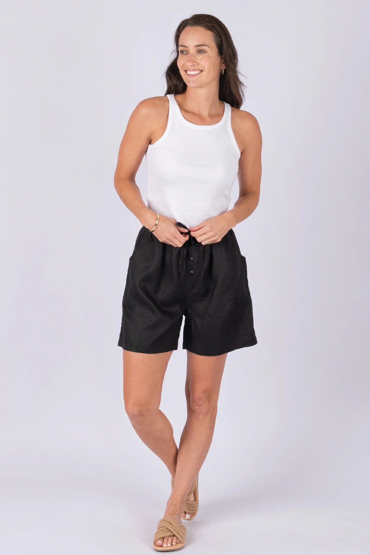 Linen Shorts Black