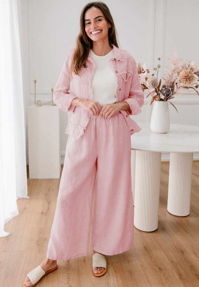 Soul Sparrow Linen Pants Pink