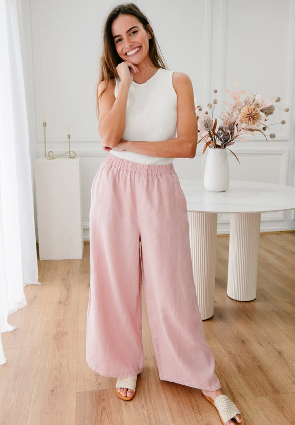 Soul Sparrow Linen Pants Pink