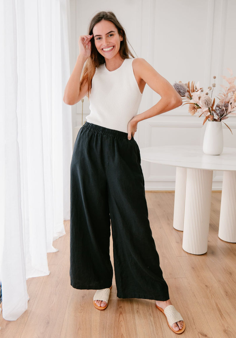 Soul Sparrow Black Linen Pants