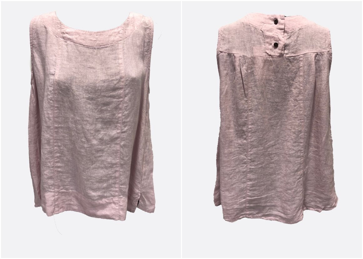 Worthier Label Linen Sleeveless Top Pink